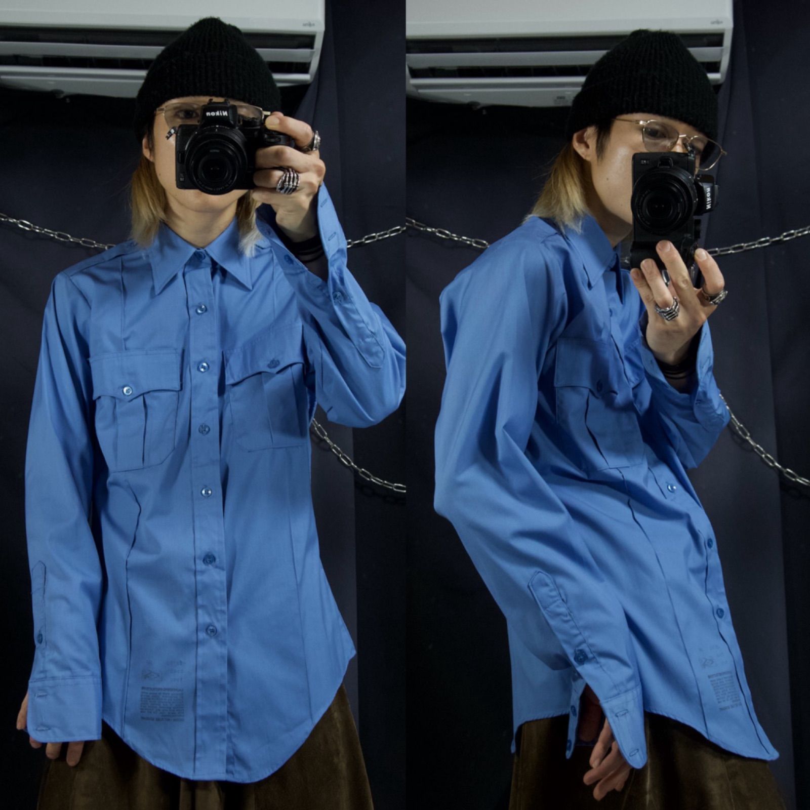 70s conqueror USA made Cyan Blue Poplin L/S Work Shirts 70年代 アメリカ製 シアンブルー  ポプリン 長袖 ワークシャツ - メルカリ