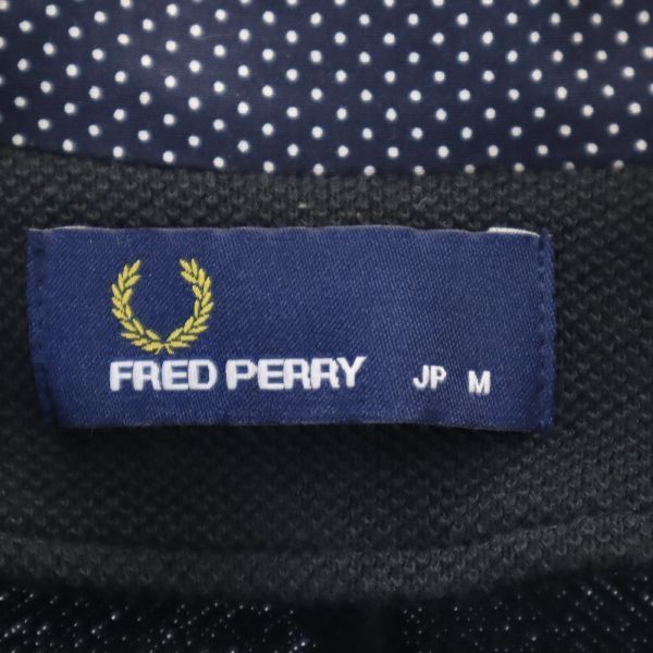 50cmゆき丈フレッドペリー スタンドカラー ジャケット M ブラック FRED PERRY ロゴ刺繍 日本製 メンズ   【RR221114】
