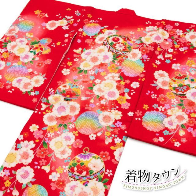お宮参り 女の子 着物 初着 産着 正絹 鈴 花柄 赤 女児 祝着 掛け着 販売 購入 一つ身 10000120 hitotsumi-00024