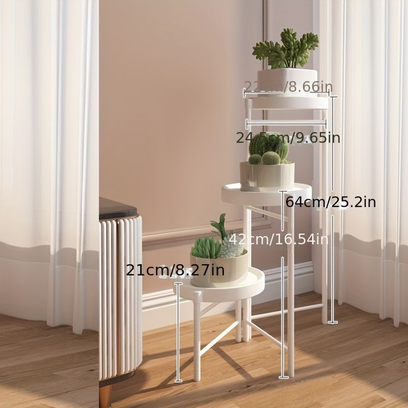 【大注目?売切れ注意】 プラントスタンド メタル製 調節 折りたたみ 鉢 多肉植物 緑 植物 小さな鉢用の3段 フラワーラック スリークモダン 黒 海外直営店直接買い付け！