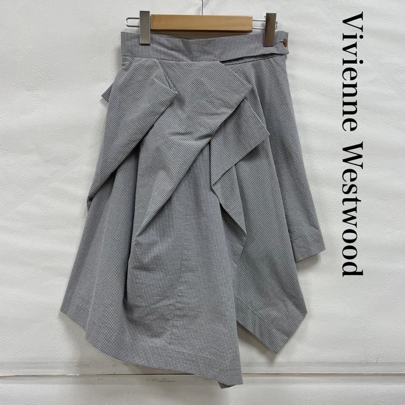 Vivienne Westwood red label ヴィヴィアン ウエストウッド レッドレーベル スカート ひざ丈スカート チェック 変形 アシンメトリー ひざ丈 フ ドレープ スカート