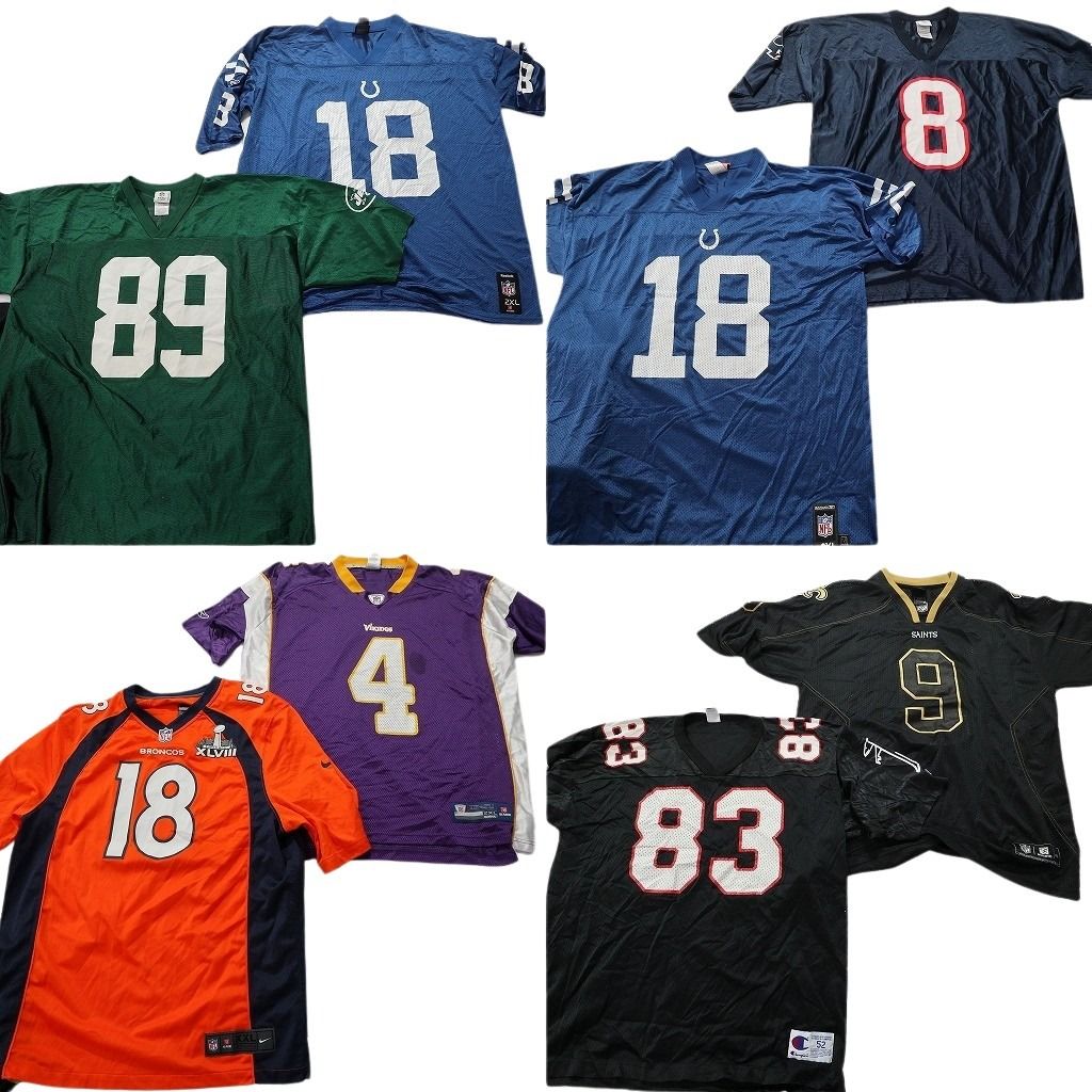 古着卸 NFL ゲームシャツ ユニフォーム 8枚セット メンズ 2XL チャンピオン ナイキ コルツ ジェッツ 古着 NA6154