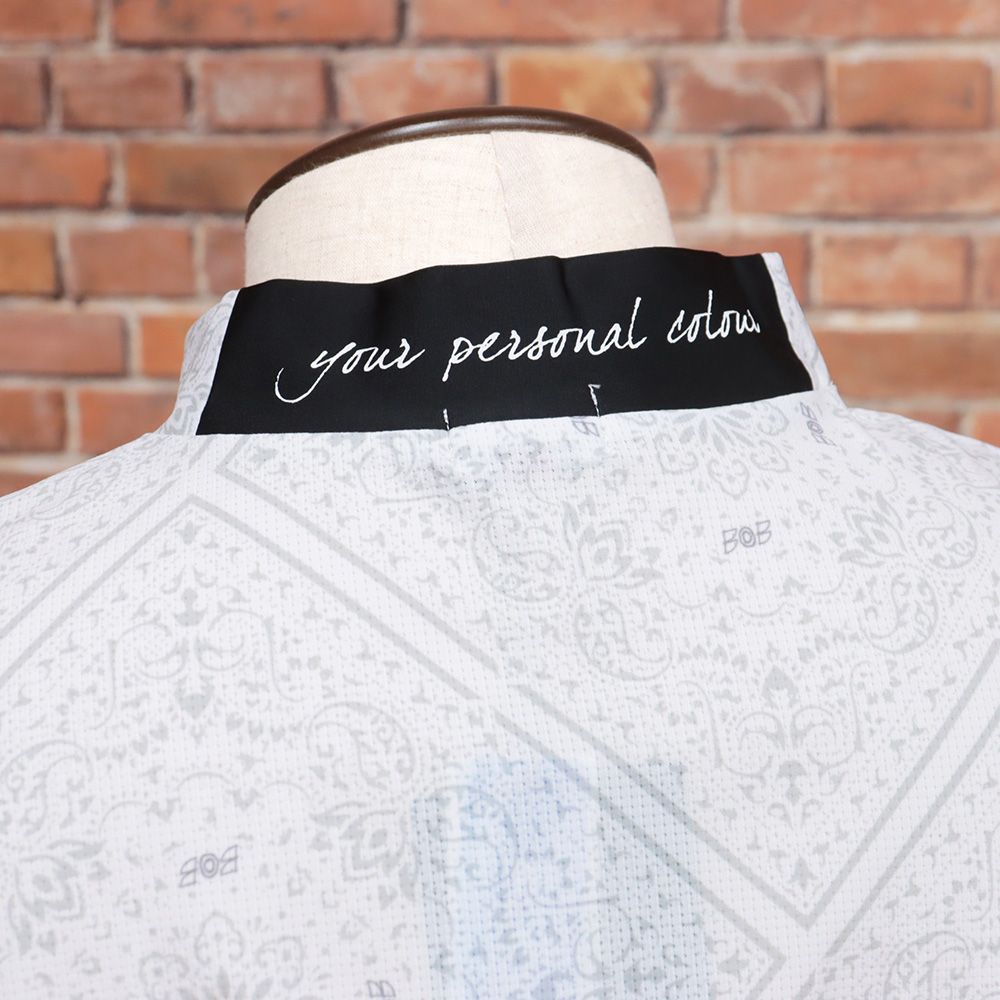 春夏/BOB/Lサイズ/半袖 モックネック Tシャツ 日本製 バンダナ柄