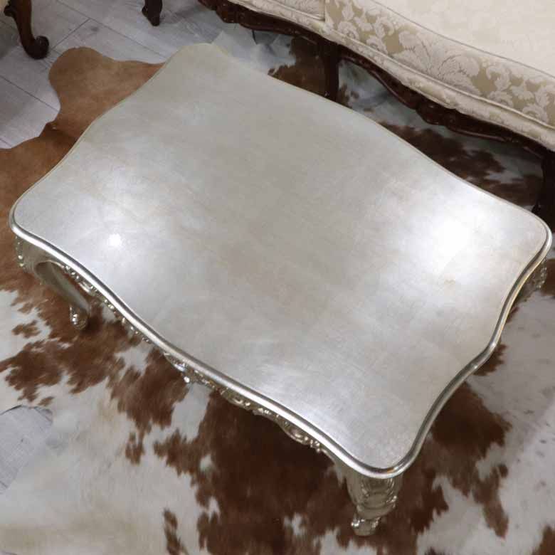 イタリア リビングテーブル シルバー 84cm 完成品 猫脚 - メルカリ