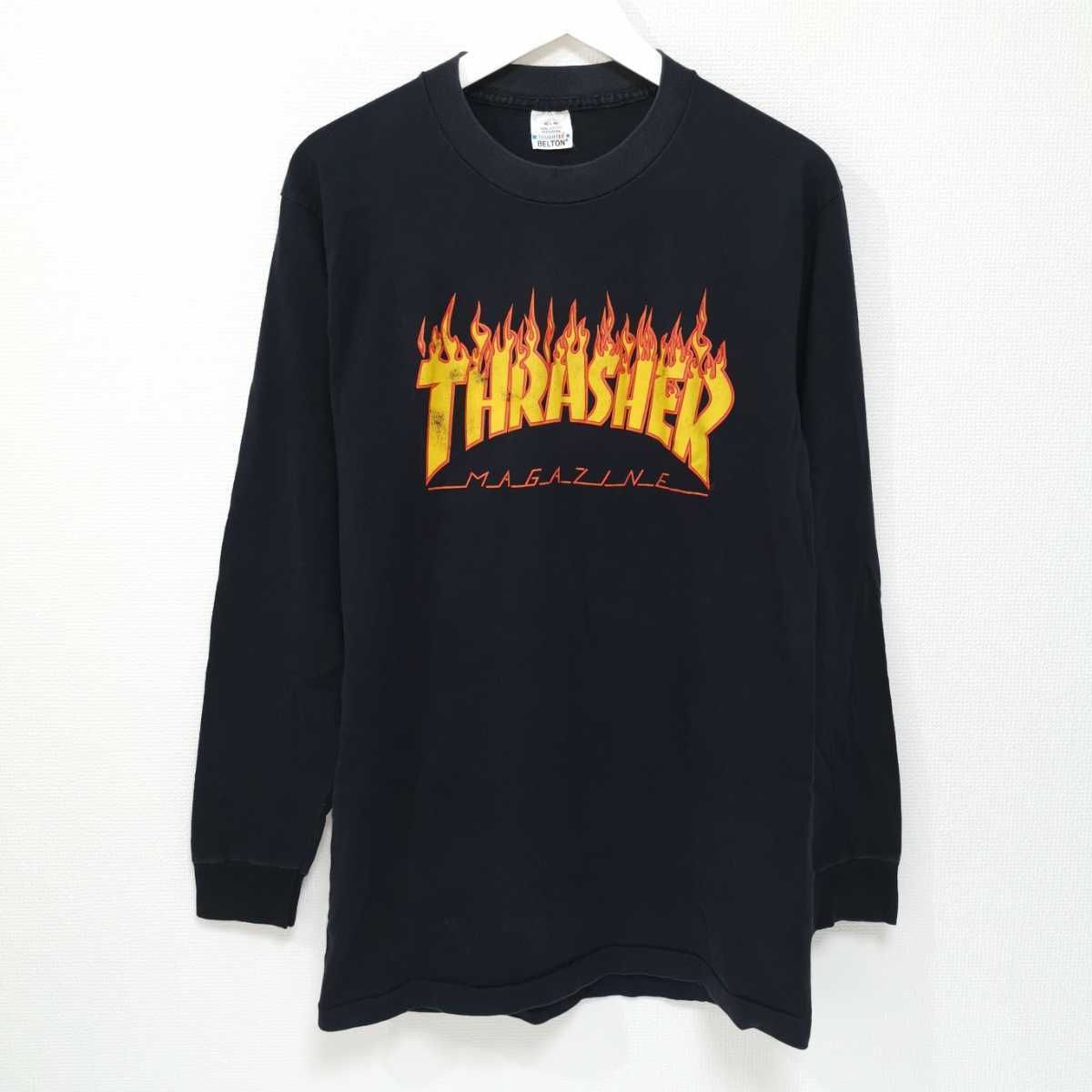 90s THRASHER スラッシャー FLAME ロンT Tシャツ USA製-