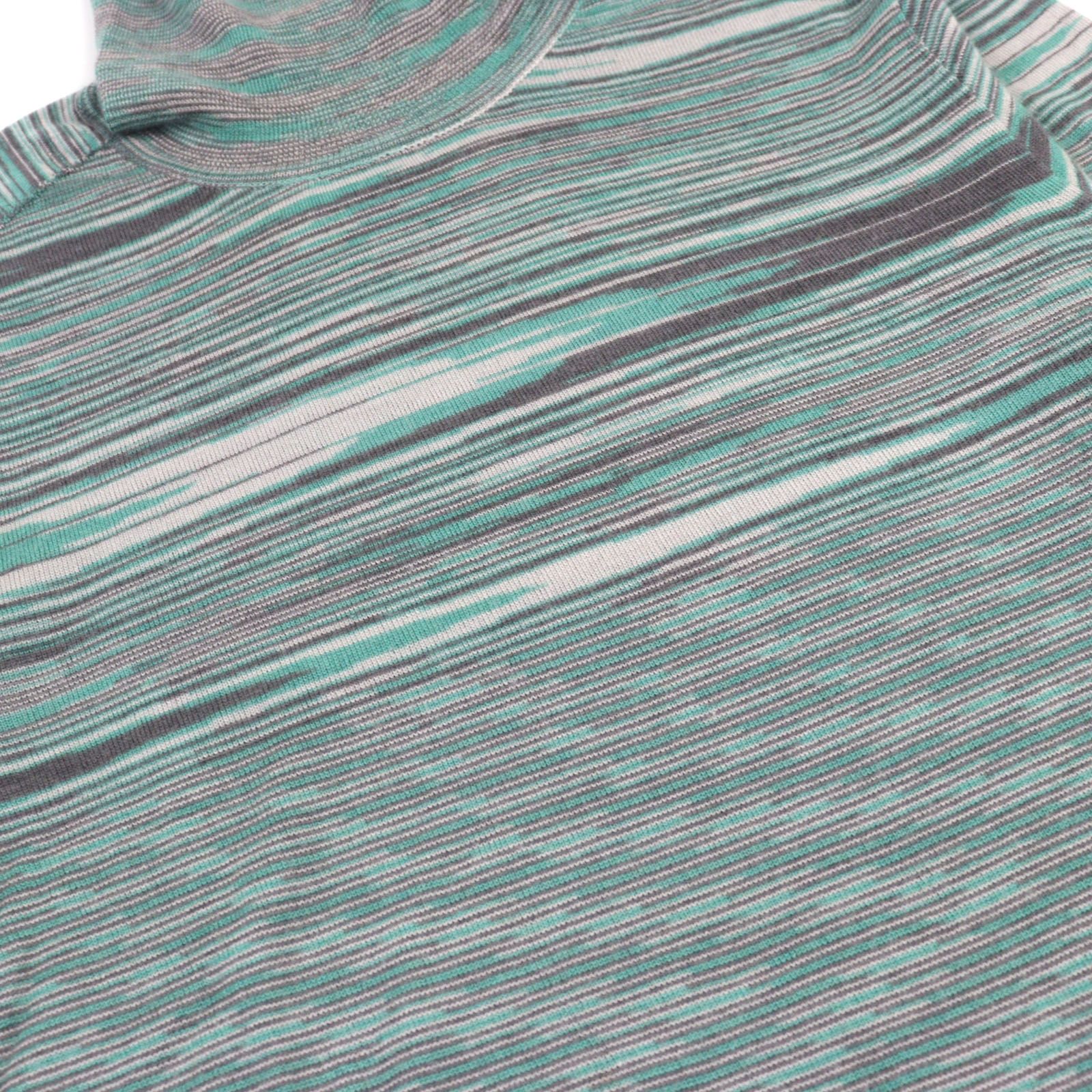 超美品 MISSONI 長袖ニット 薄手 春ニット シルク カシミヤ ジャガード 美品○Missoni ミッソーニ カシミヤ シルク ボーダー柄