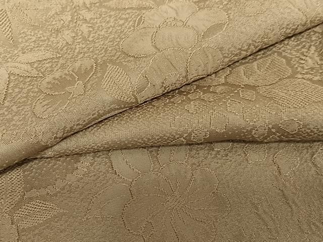 平和屋着物●上質な色無地 草花地紋 黄枯茶色 正絹 AABC0045zg