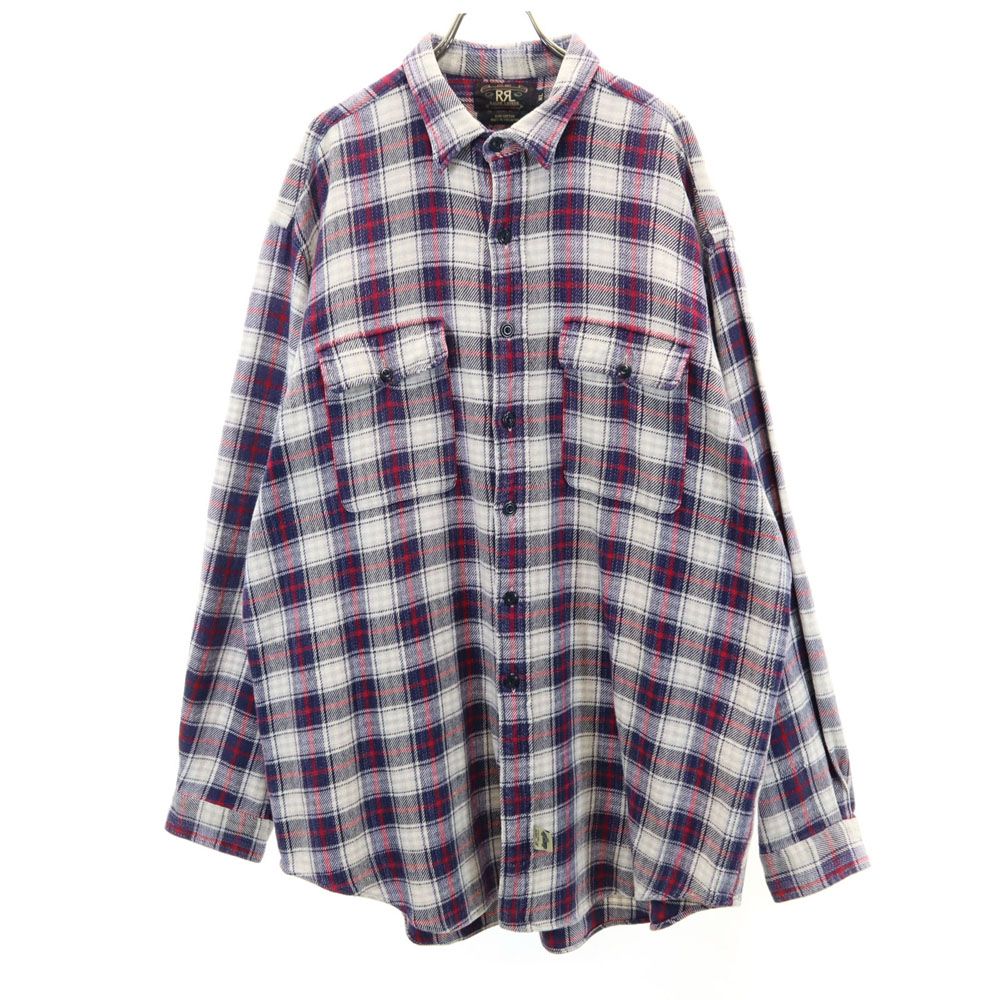 RRL 90s 初期タグ 赤3星 オールド チェック柄 長袖 シャツ XL ネイビー