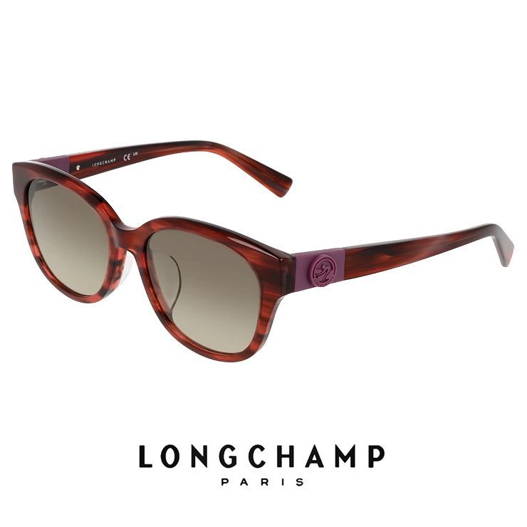 レディース ロンシャン サングラス lo798slbj-607 53mm longchamp 女性用 UVカット UV400 紫外線対策 ウェリントン 型 アセテート フレーム STRIPED RED カラー
