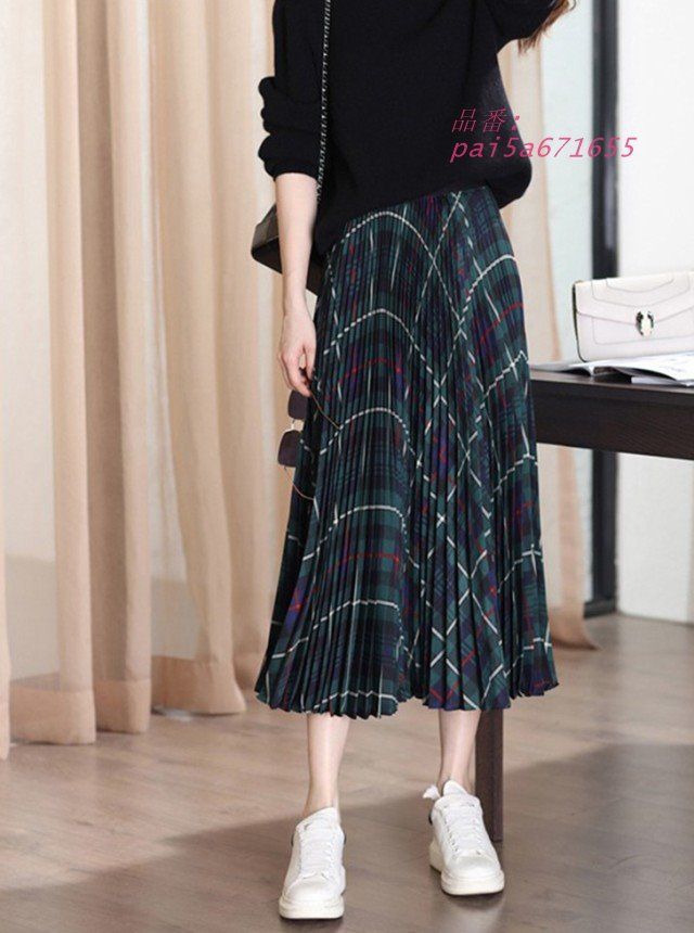 プリーツスカート ロング レディース ボ秋冬 春 チェック柄 秋春 大きいサイズ ガーおしゃれ Aラインスカート シンプル カジュアル ロングスカート pai5a671655
