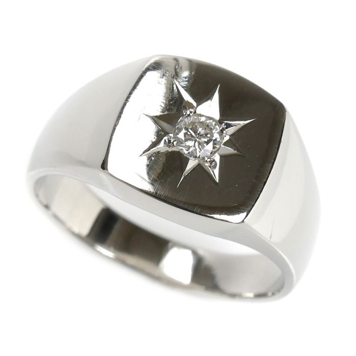 Pt900プラチナ 印台 リング・指輪 ダイヤモンド0.11ct 17号 13.0