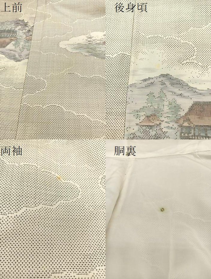 平和屋着物○本場大島紬 白大島 9マルキ 雲取り風景文 正絹 逸品  