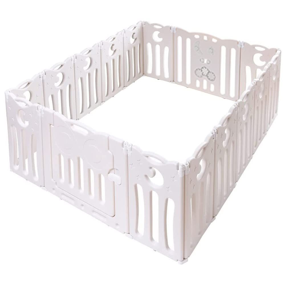 x 16個 ホワイト 1 扉ロック ジョイント式 小さめ 大型 ハイタイプ プレイヤード ドア付き 高さ60cm 折りたたみ ベビーサークル アイリスプラザ