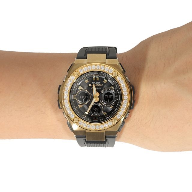 G-SHOCK GST s100G Gスチール ラージサイズ ゴールド 大粒4mmCZダイヤ 