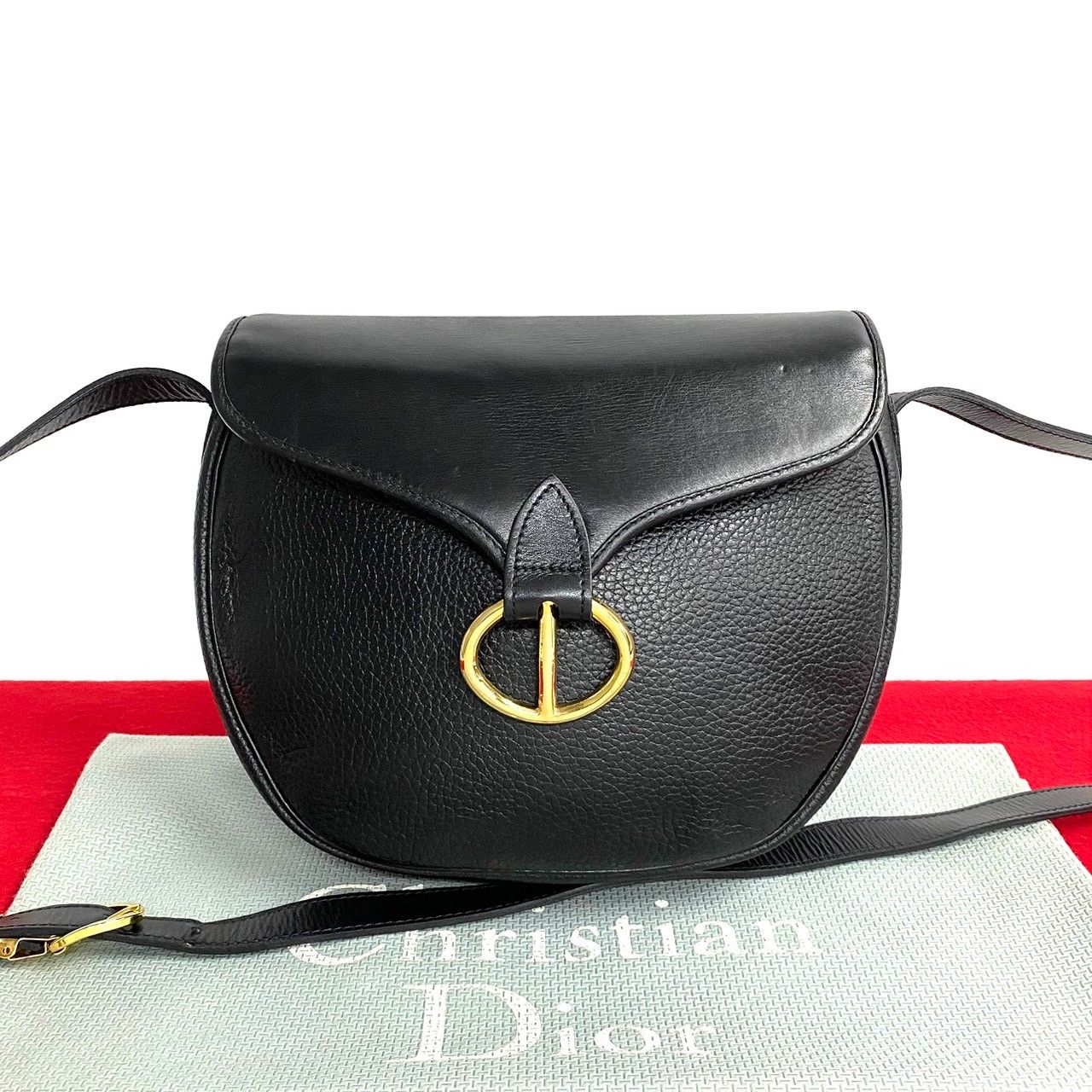 極 美品 Christian Dior ディオール 希少品 ロゴ 金具 レザー ミニ ショルダーバッグ ポシェット サコッシュ ブラック 黒  32796 - メルカリ