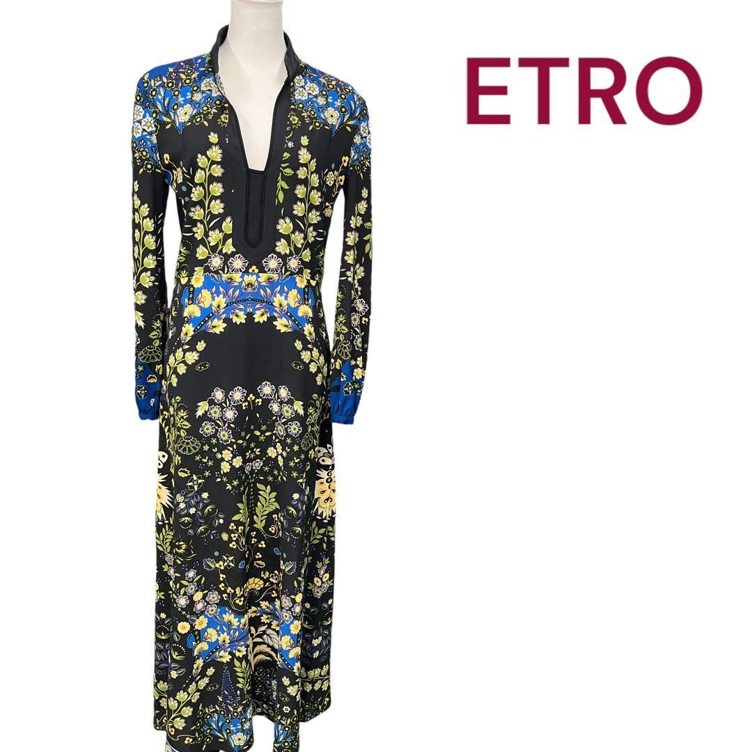 極美品 エトロ ETRO☆フローラル プリント 花柄 ロング ワンピース ドレス M4I385 - メルカリ