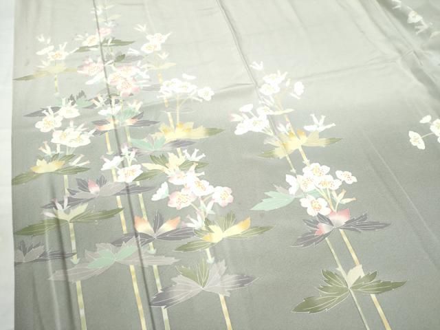 平和屋着物●十日町友禅作家　阿部佳雪　訪問着　枝花文　暈し染め　正絹　逸品　CAAU2689yc 平和屋着物○十日町友禅作家 阿部佳雪 訪問着 枝花文 暈し染め 正絹
