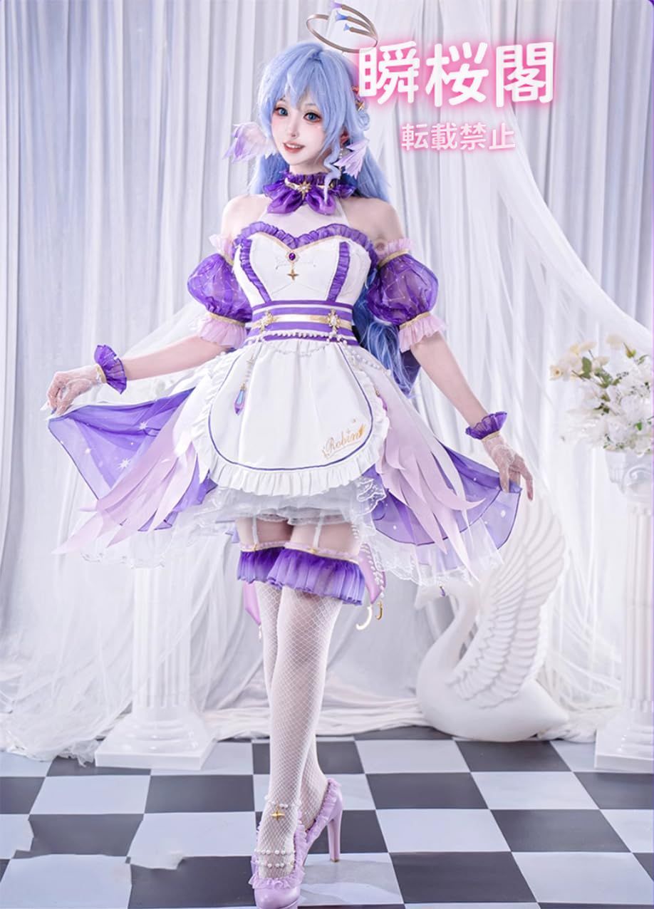 耳飾り 脚チェーン付き 崩壊 スターレイル コスプレ ロビン 知更鳥 衣装 コスチューム メイド服 知更鳥 ロビン コスプレ風 洋装 ハロウィン