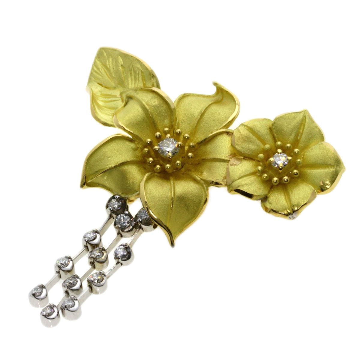 満月　K18WG お花モチーフダイヤモンドブローチ k18wg ブローチ 楽天市場】ダイヤモンド 3.51ct ブローチ K18WG ホワイト