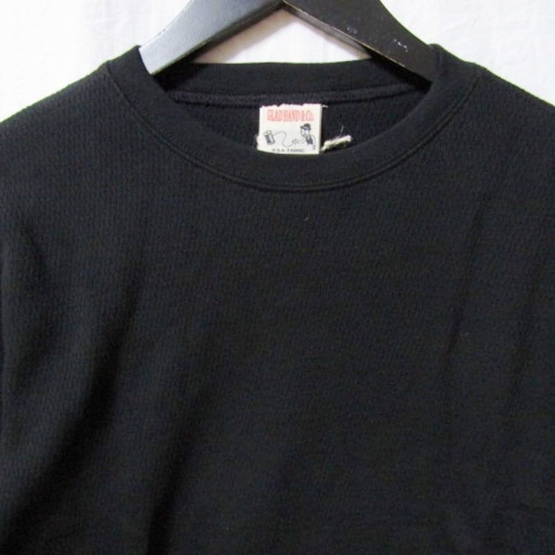 未使用 GLADHAND グラッドハンド 長袖Tシャツ GLADHAND-27 クルーネック WIDE WAFFLE L/S T-SHIRTS ブラック 黒 S タグ付き 27106859