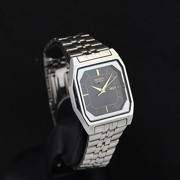 SEIKO セイコー 7N43-5011 90年製 スクエア クォーツ 腕時計 セイコー アンティーク 7N43-5011 QZ 黒文字盤 オクタゴン