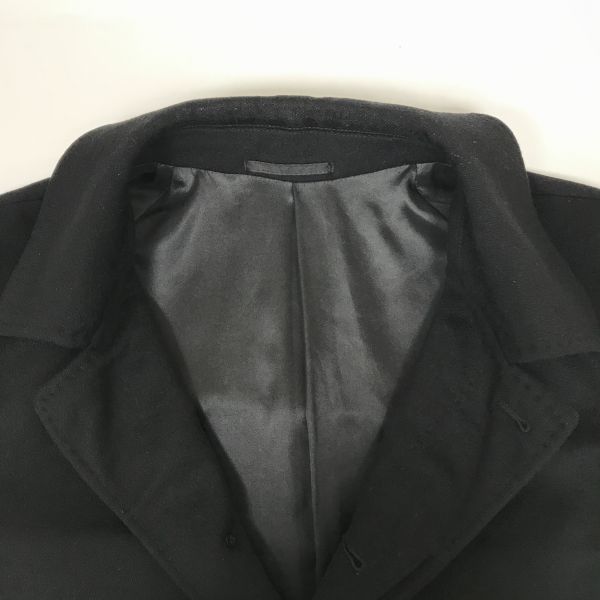 Pure Cashmere☆カシミヤ100％/ロング丈ステンカラーコート【M/黒
