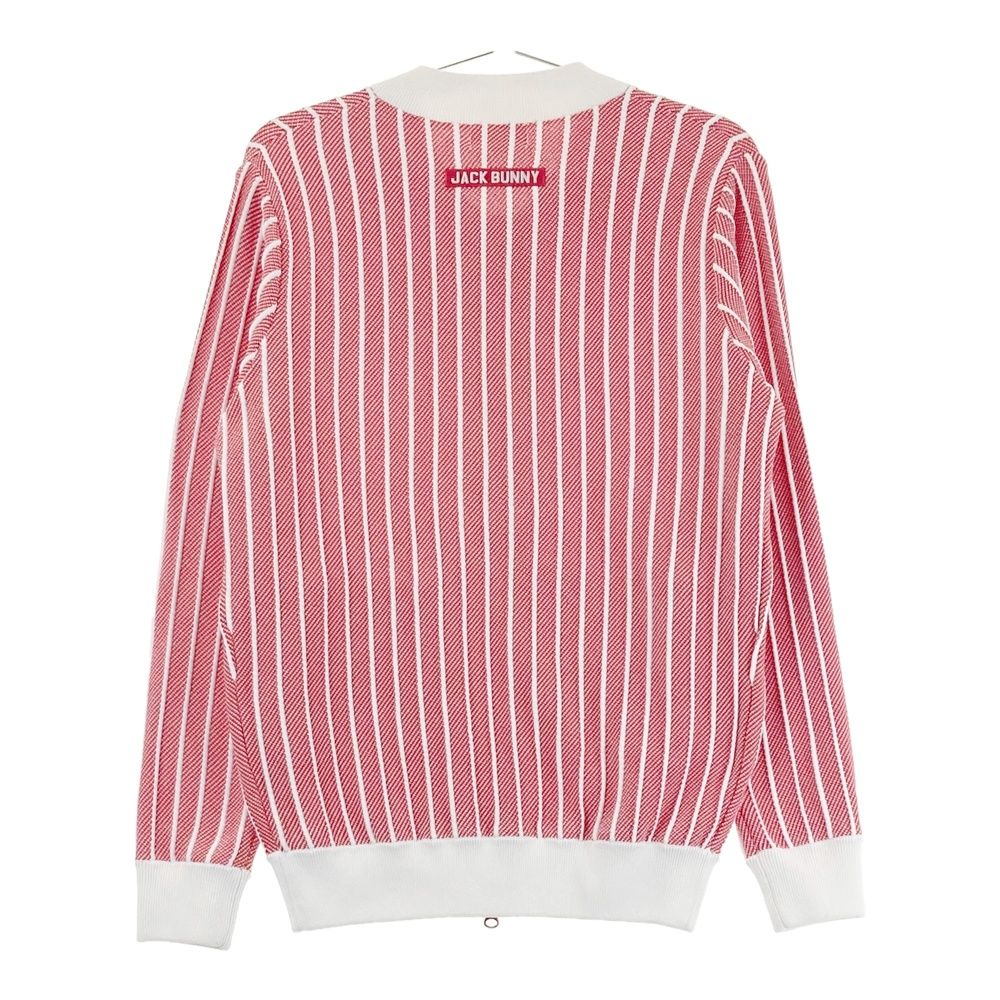 サイズ 4 JACK BUNNY ジャックバニー ニット ジップジャケット ストライプ柄 レッド系 240101542685 ゴルフウェア メンズ ストスト
