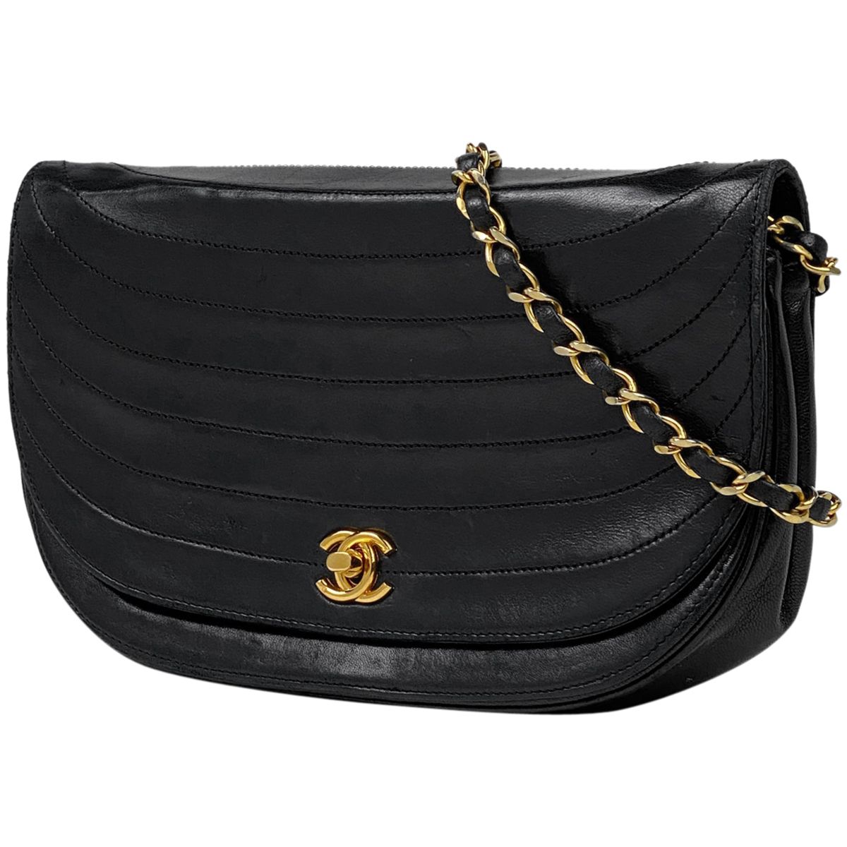 シャネル CHANEL ココマーク チェーン ショルダーバッグ ハーフムーン 