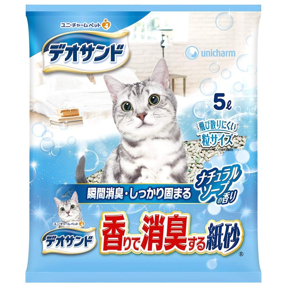 ペット用品 おしっこ 30L 5L×6 ナチュラルソープの香り 紙砂 ユニチャーム 香りで消臭する サンド 猫用 まとめ買い デオサンド