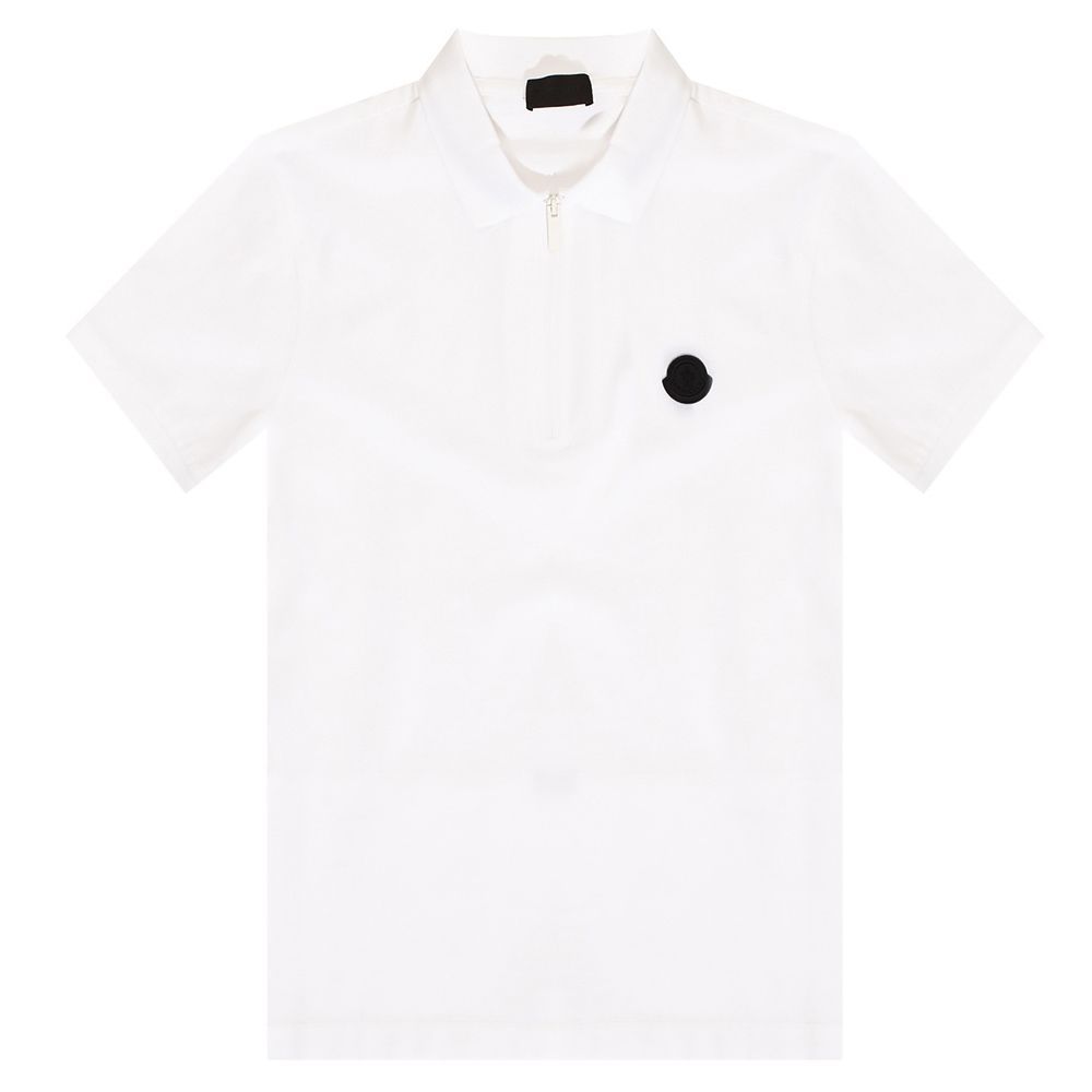 送料無料 90 MONCLER ホワイト ロゴワッペン ポロシャツ 半袖 8A72800 84673 size XL