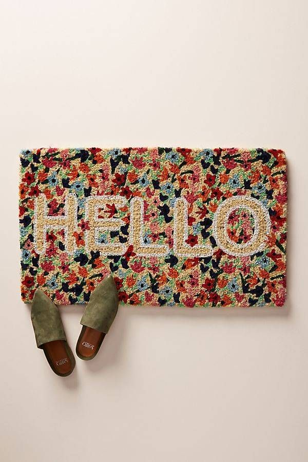 おしゃれ Anthropologie 玄関マット Hello フラワー お花