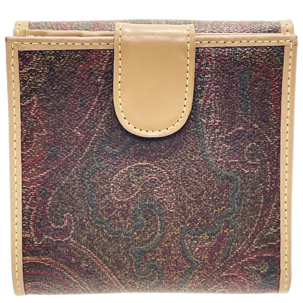 エトロ 財布 ペイズリー Wホック財布 PVC レザー 革 マルチ ブラウン系 茶色 ETRO 両開き財布 二つ折り財布 コンパク財布 コンパクトウォレット ミニウォレット ウォレット サイフ き