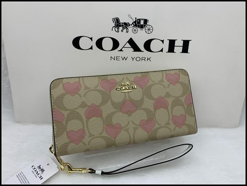 COACH 長財布 コーチ 財布 ハート プリント カジュアル フォーマル エレガント シンプル プレゼント 贈り物 シグネチャー ロング ジップ 新品 未使用 ファッション CQ147 A340Z-X1