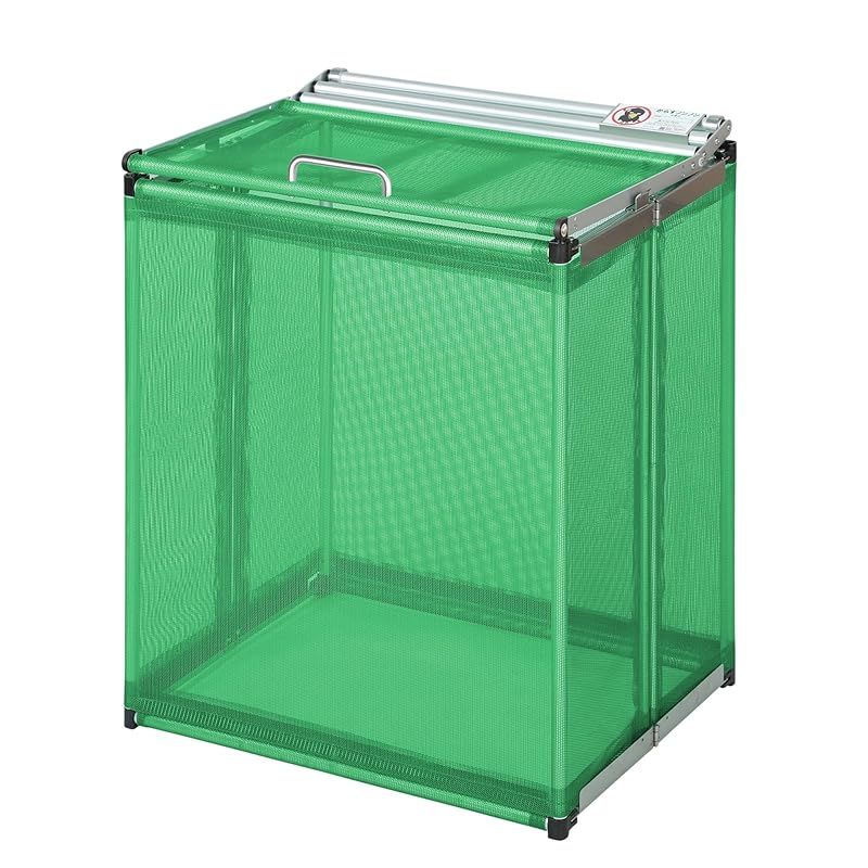 日本製 ゴミネットボックス 折り畳み カラスよけ 屋外 ゴミ箱 収集庫 ゴミストッカー 日本製 ゴミ収集箱 約180L アルミニウム 曽我製作所 からすノンノン 幅60cm グリーン 1