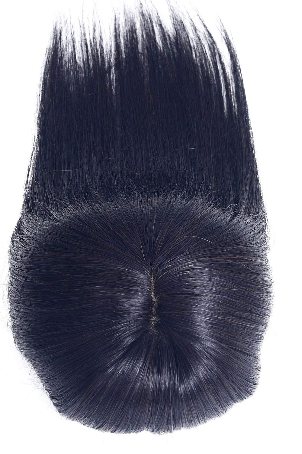 人毛 女性 部分ウィッグ 医療用 人毛 部分 カツラ ヘアピース かつら HIYE リアルスキン 脱毛 白髪隠れ 薄毛 トップカバー横12cm縦12cm 自然黒