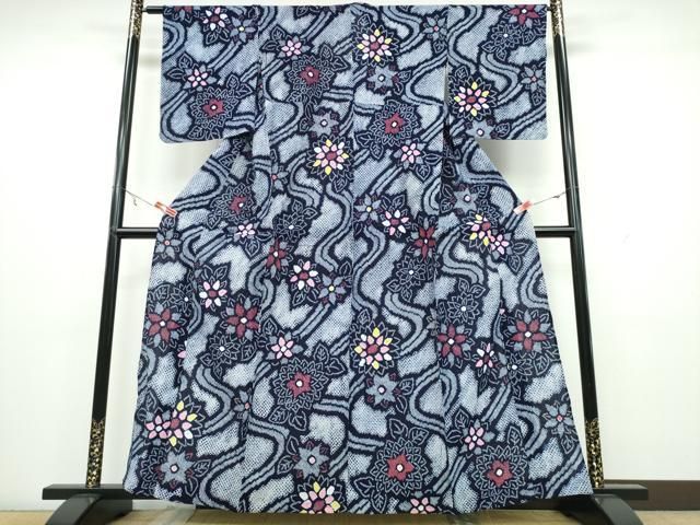 平和屋着物∴夏物 浴衣 有松鳴海絞り 流水舞花文 綿 CAAW1131ng