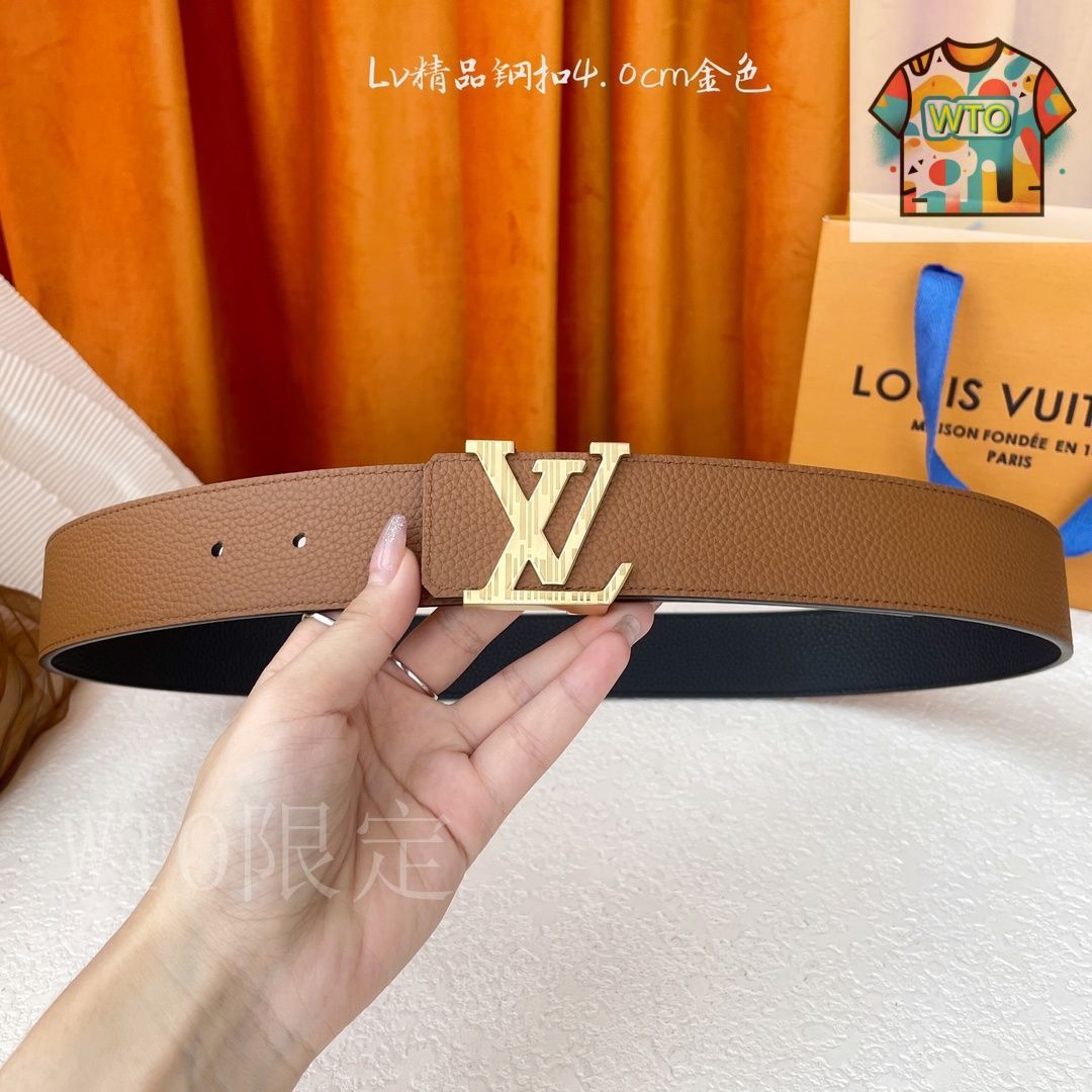 LOUIS VUITTONレッドレザーベルト LOUIS VUITTON ルイヴィトン ビトン ベルト 赤系