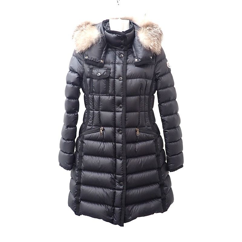 多少使用感あり MONCLER ロング 0 ダウンジャケット ナイロン ブラック レディース
