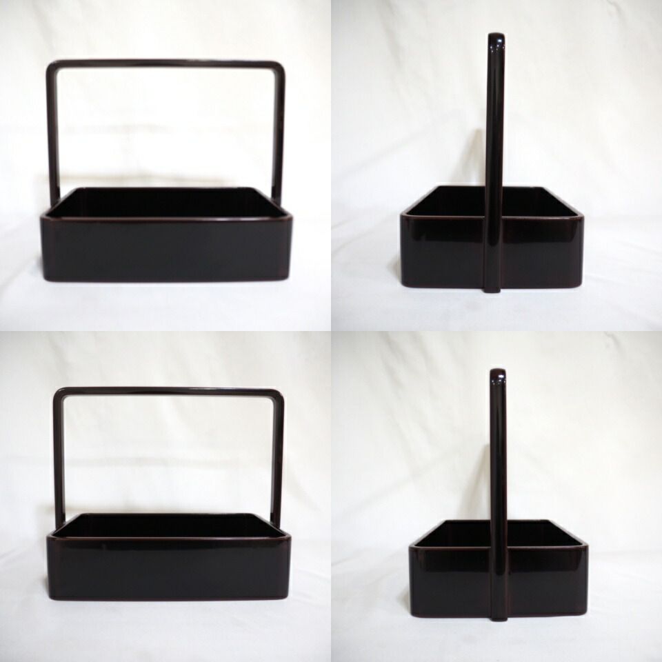 九月の特売品 石川県 山中塗 溜塗 手付煙草盆 莨盆 茶道具 紙箱入