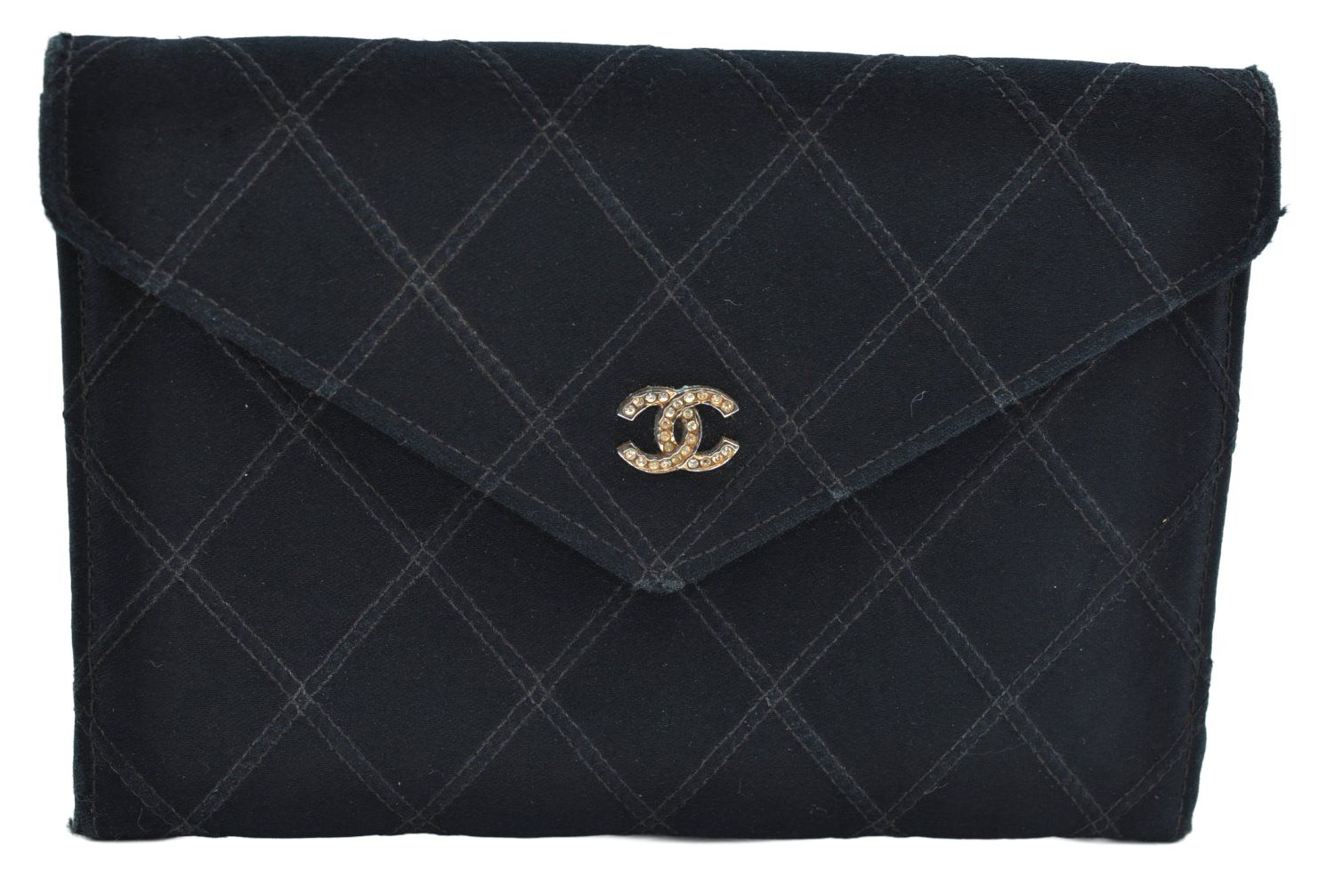 CHANEL シャネル サテン ビコローレ CC ロゴ カードケース 財布 ブラック 1429N