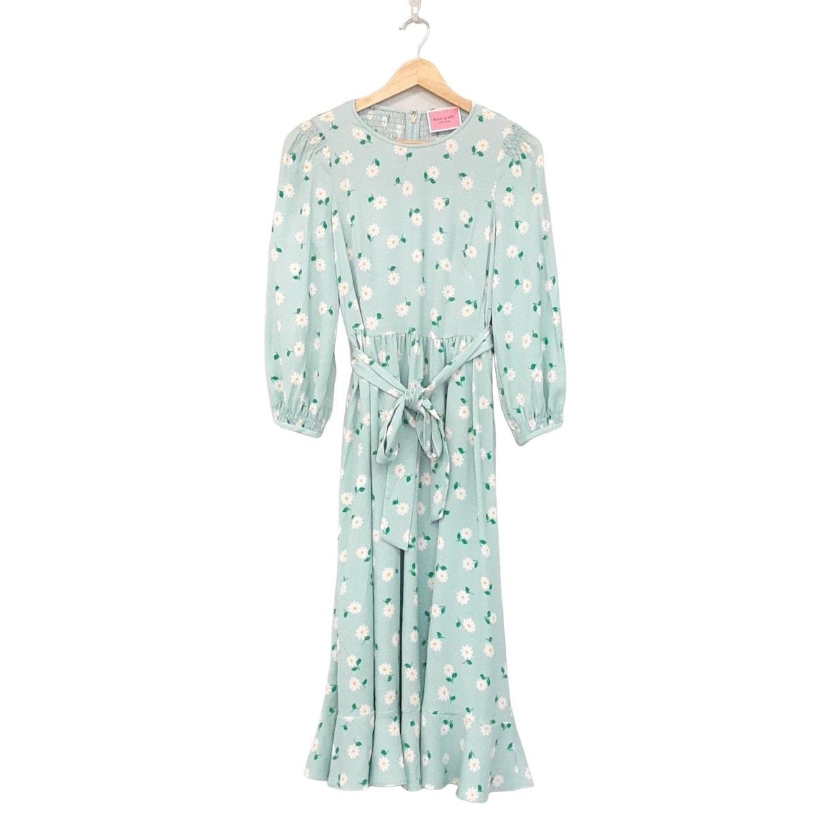 Kate spade ケイトスペード ワンピース サイズ0 XS レディース - ライトブルー×白×マルチ 七分袖 ロング 花柄