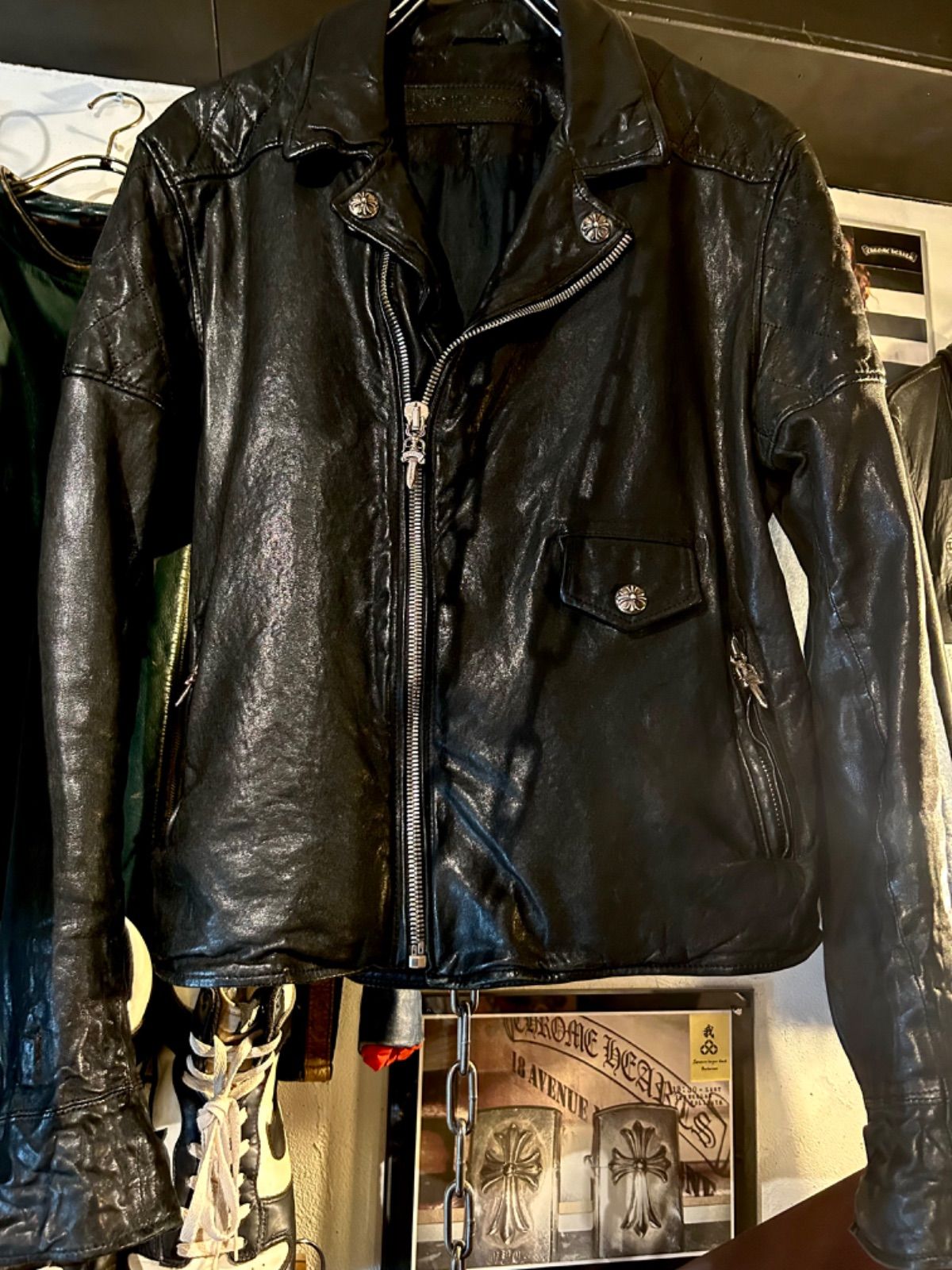 クロムハーツジャパン米国製正規品CRETINシープレザーライダース クロムハーツジャパン米国製正規品CRETINシープレザーライダース