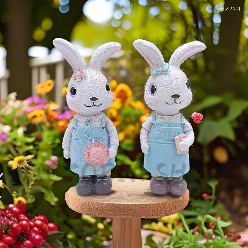 新品未使用ガーデンオーナメント うさぎ ウサギ 2個セット おしゃれ