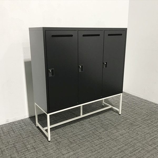 3人用パーソナルロッカーフレックスウィズ ストレージ ダイヤル錠 ブラック