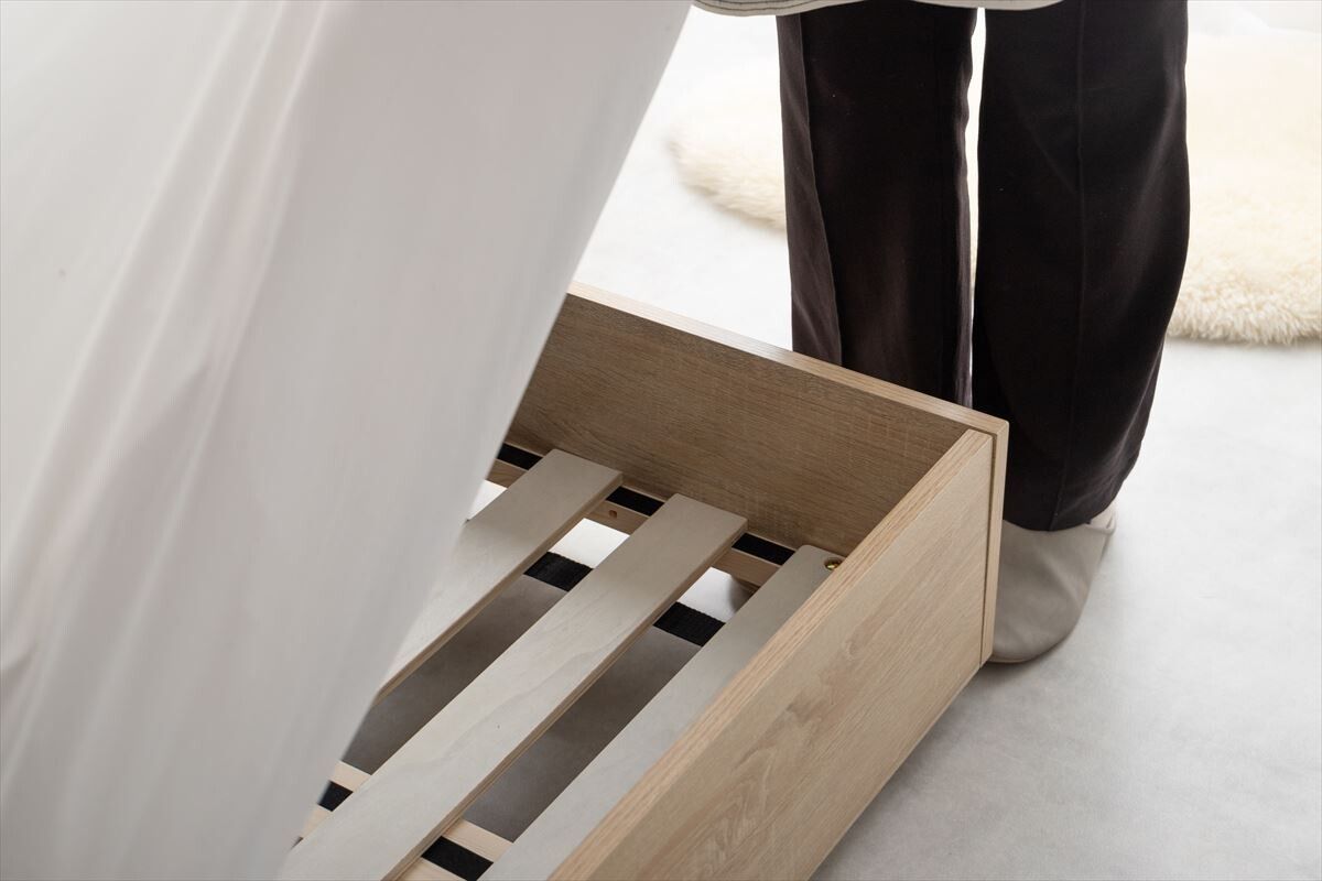 セミダブル】Slib すのこローベッド(ボンネルマットレス付き) ナチュラル