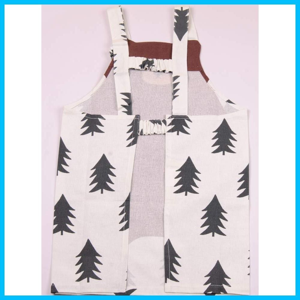 在庫 110-120 綿 アイボリー ハローツリーベア おそろいの三角巾付き キッズエプロンM