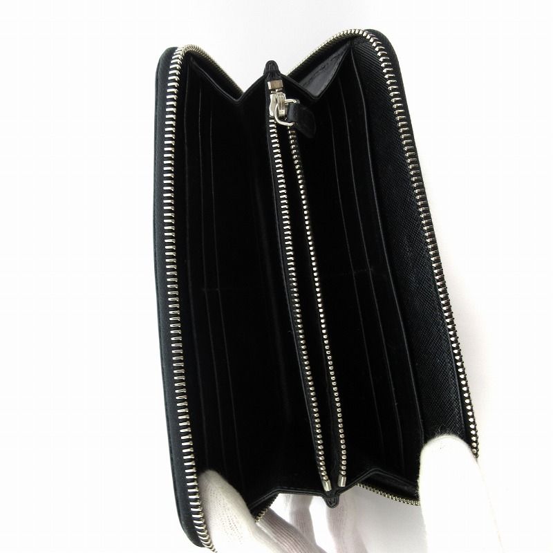 【✨美品✨】 プラダ サフィアーノ 三角ロゴ 長財布 ブラック 美品✨️プラダ 長財布 ブラック レザー サフィアーノ 三角ロゴ