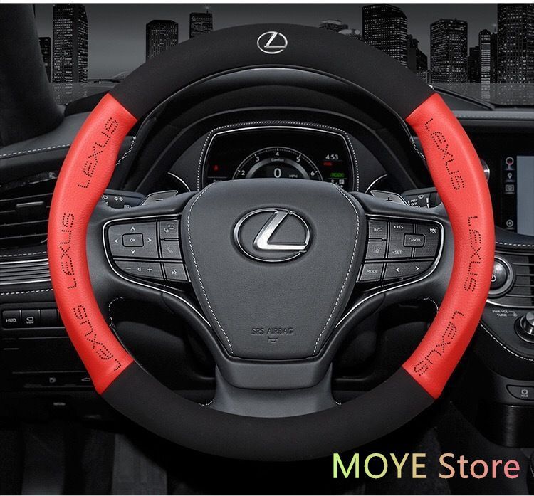 新品！レクサス LEXUS  O型 ハンドルカバー 軽自動車  穴付き通気滑り止 毛皮 ステアリングホイールカバー 番号02 全車種対応  レッド LS/LC/UX/NX/RX/RC/IS/GS/ES/LX/SC