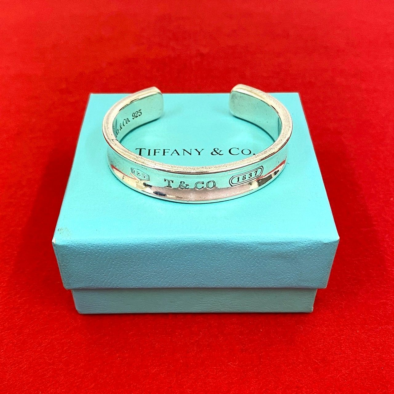 極 美品 希少品 TIFFANY&Co. ティファニー 1837 ナロー バングル ロゴ