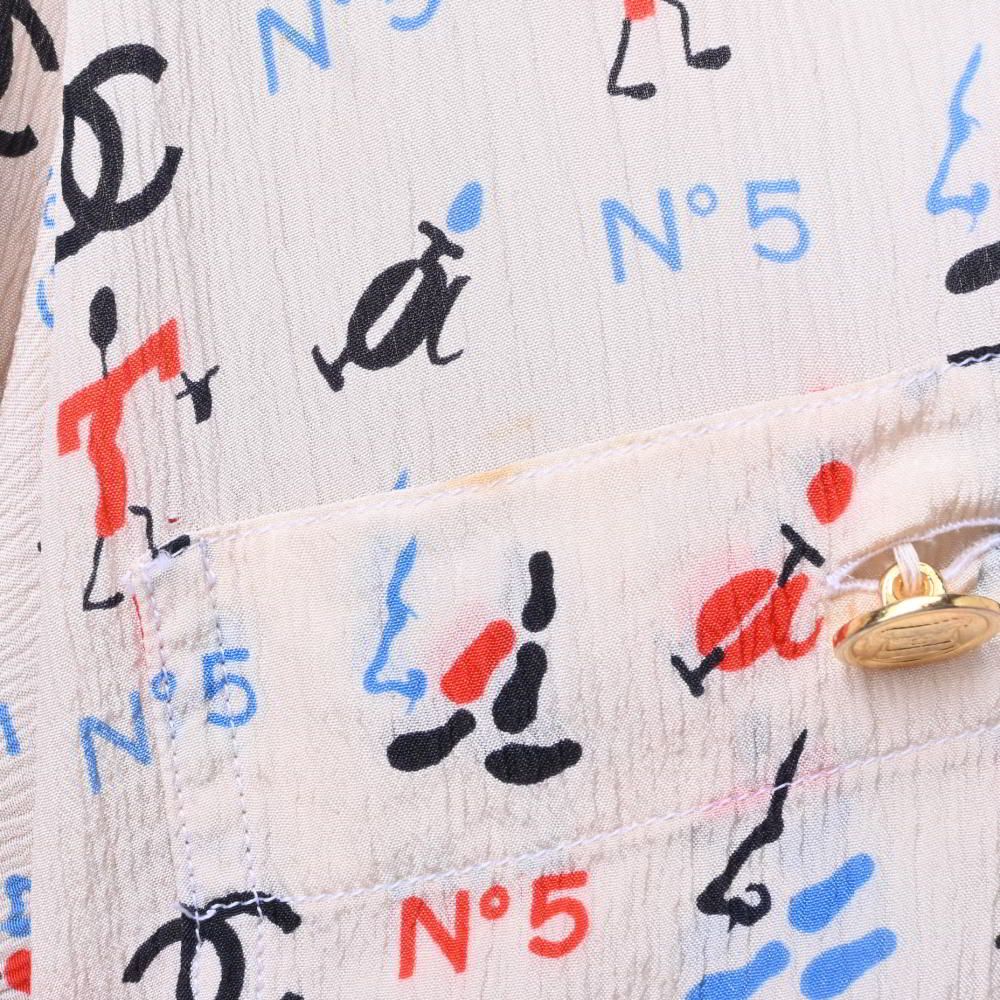CHANEL ヴィンテージ シルク ココマークプリント 半袖ブラウス